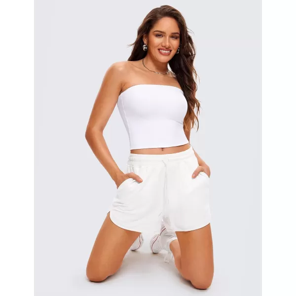 CRZ YOGA Butterluxe Double Lined Tube Tops for Women Basic Bandeau Cropped Tops Strapless Casual Going Out Crop TopWhite