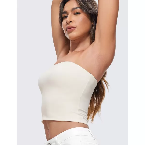 CRZ YOGA Butterluxe Double Lined Tube Tops for Women Basic Bandeau Cropped Tops Strapless Casual Going Out Crop TopWhite Apricot