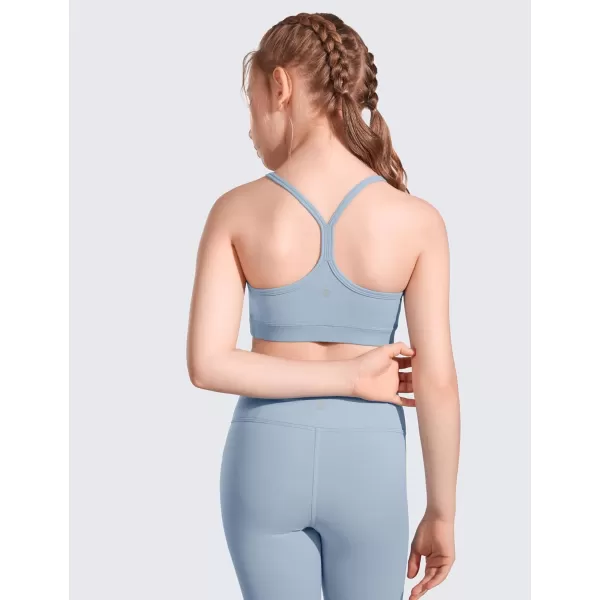 CRZ YOGA Butterluxe Girls Sports Bra  Spaghetti Strap Y Back Training Bras for Teens Racerback Yoga Bra Comfort Crop TopCambric Blue