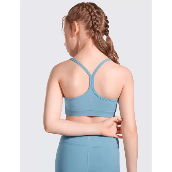 CRZ YOGA Butterluxe Girls Sports Bra  Spaghetti Strap Y Back Training Bras for Teens Racerback Yoga Bra Comfort Crop TopPure Blue