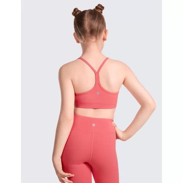 CRZ YOGA Butterluxe Girls Sports Bra  Spaghetti Strap Y Back Training Bras for Teens Racerback Yoga Bra Comfort Crop TopRaspberry Sorbet