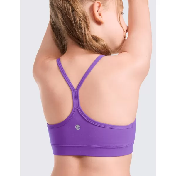 CRZ YOGA Butterluxe Girls Sports Bra  Spaghetti Strap Y Back Training Bras for Teens Racerback Yoga Bra Comfort Crop TopRoyal Lilac