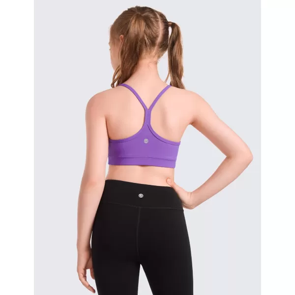 CRZ YOGA Butterluxe Girls Sports Bra  Spaghetti Strap Y Back Training Bras for Teens Racerback Yoga Bra Comfort Crop TopRoyal Lilac