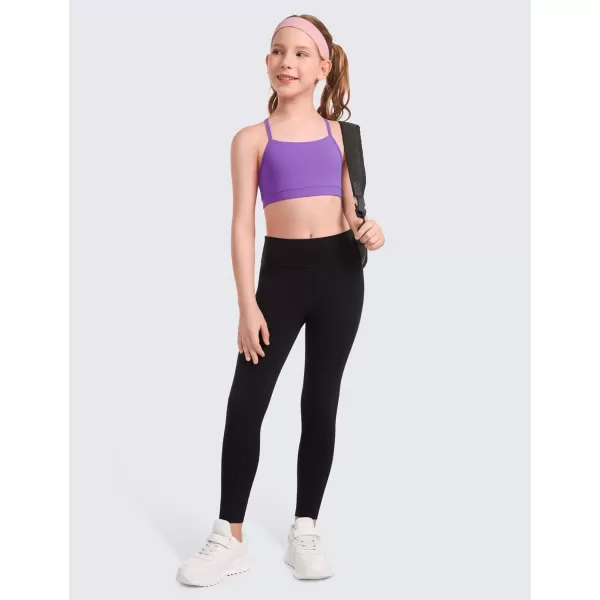 CRZ YOGA Butterluxe Girls Sports Bra  Spaghetti Strap Y Back Training Bras for Teens Racerback Yoga Bra Comfort Crop TopRoyal Lilac