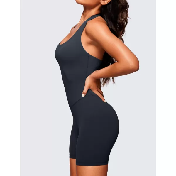 CRZ YOGA Butterluxe Halter Backless Athletic Rompers for Women Workout Bodycon One Piece Shorts Jumpsuit with PadsTrue Navy