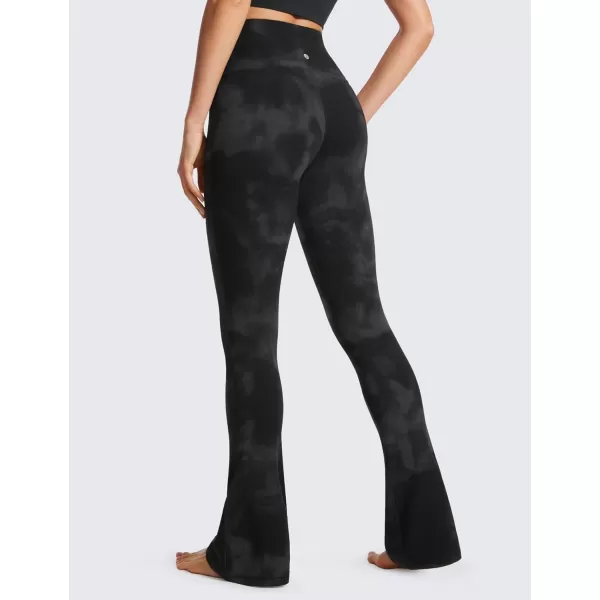 CRZ YOGA Butterluxe High Waist Mini Flared Leggings for Women 315  Bootcut Yoga Pants with Pockets Casual Lounge Comfy315 Height 54  58 Black Tie Dye Flowers