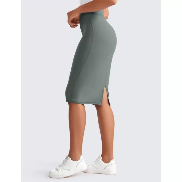 CRZ YOGA Butterluxe Midi Pencil Skirts for Women V Cross High Waist Bodycon Stretch Casual Work SkirtGrey Sage