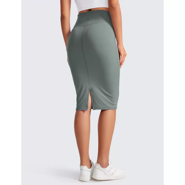 CRZ YOGA Butterluxe Midi Pencil Skirts for Women V Cross High Waist Bodycon Stretch Casual Work SkirtGrey Sage