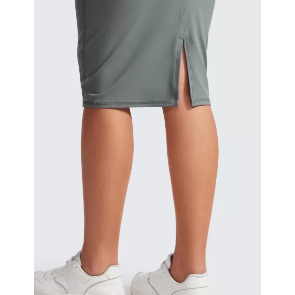 CRZ YOGA Butterluxe Midi Pencil Skirts for Women V Cross High Waist Bodycon Stretch Casual Work SkirtLava Smoke Grey