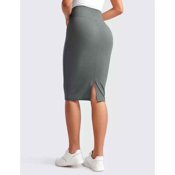 CRZ YOGA Butterluxe Midi Pencil Skirts for Women V Cross High Waist Bodycon Stretch Casual Work SkirtLava Smoke Grey