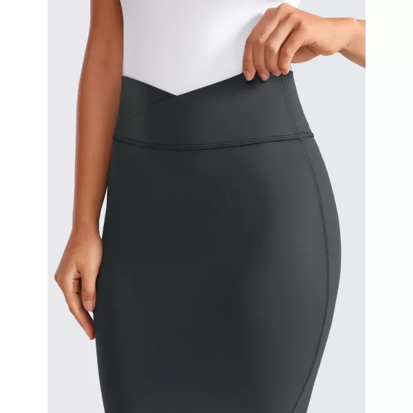 CRZ YOGA Butterluxe Midi Pencil Skirts for Women V Cross High Waist Bodycon Stretch Casual Work SkirtMelanite