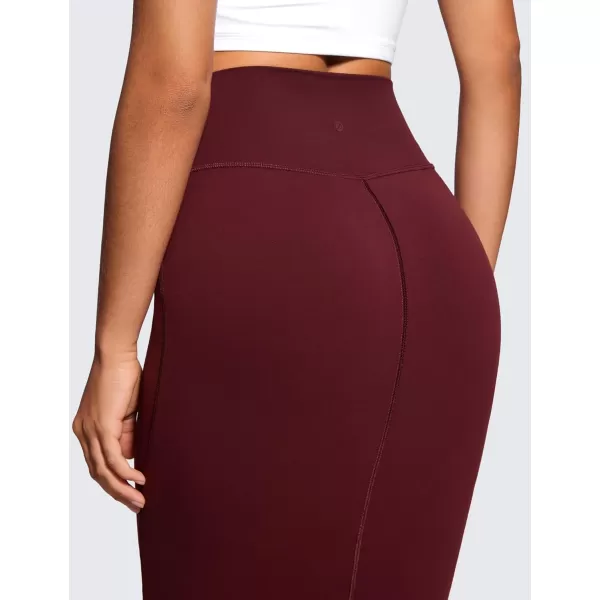CRZ YOGA Butterluxe Midi Pencil Skirts for Women V Cross High Waist Bodycon Stretch Casual Work SkirtRed Merlot