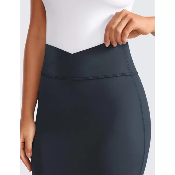 CRZ YOGA Butterluxe Midi Pencil Skirts for Women V Cross High Waist Bodycon Stretch Casual Work SkirtTrue Navy