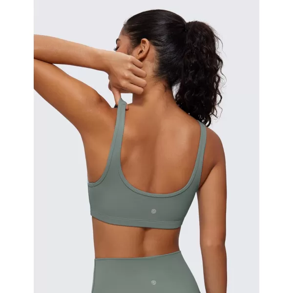 CRZ YOGA Butterluxe Mini Bra for Women  Scoop Neck Low Impact Wireless Sports Bra Yoga Cami Padded Workout BraGrey Sage