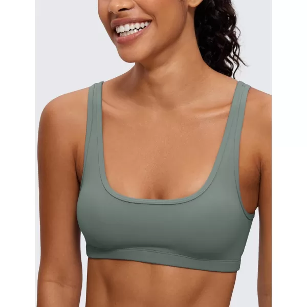 CRZ YOGA Butterluxe Mini Bra for Women  Scoop Neck Low Impact Wireless Sports Bra Yoga Cami Padded Workout BraGrey Sage