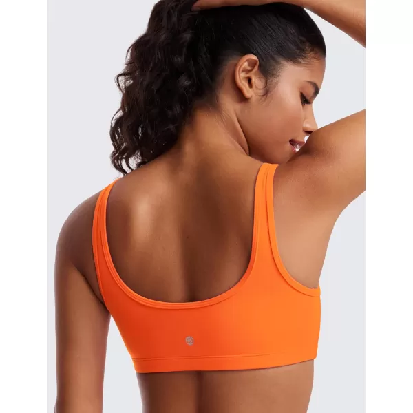 CRZ YOGA Butterluxe Mini Bra for Women  Scoop Neck Low Impact Wireless Sports Bra Yoga Cami Padded Workout BraNeon Orange