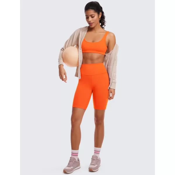 CRZ YOGA Butterluxe Mini Bra for Women  Scoop Neck Low Impact Wireless Sports Bra Yoga Cami Padded Workout BraNeon Orange