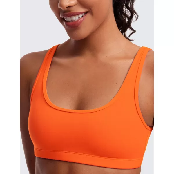 CRZ YOGA Butterluxe Mini Bra for Women  Scoop Neck Low Impact Wireless Sports Bra Yoga Cami Padded Workout BraNeon Orange