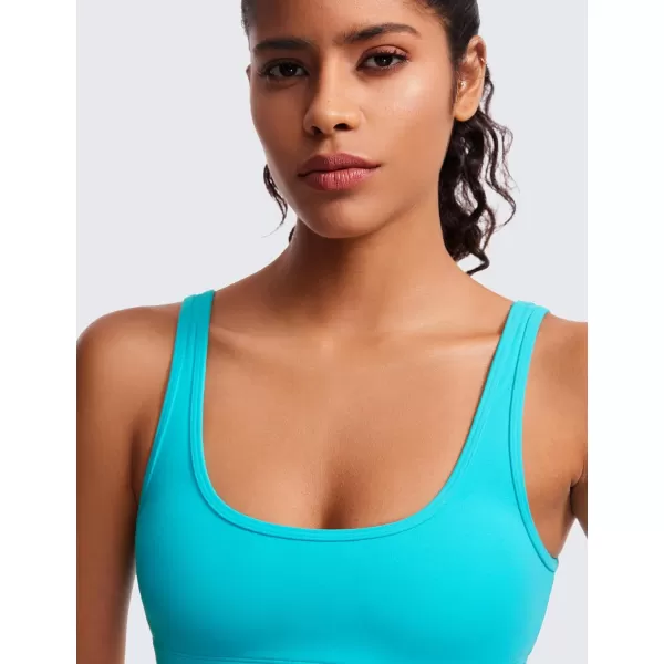 CRZ YOGA Butterluxe Mini Bra for Women  Scoop Neck Low Impact Wireless Sports Bra Yoga Cami Padded Workout BraSpectral Blue