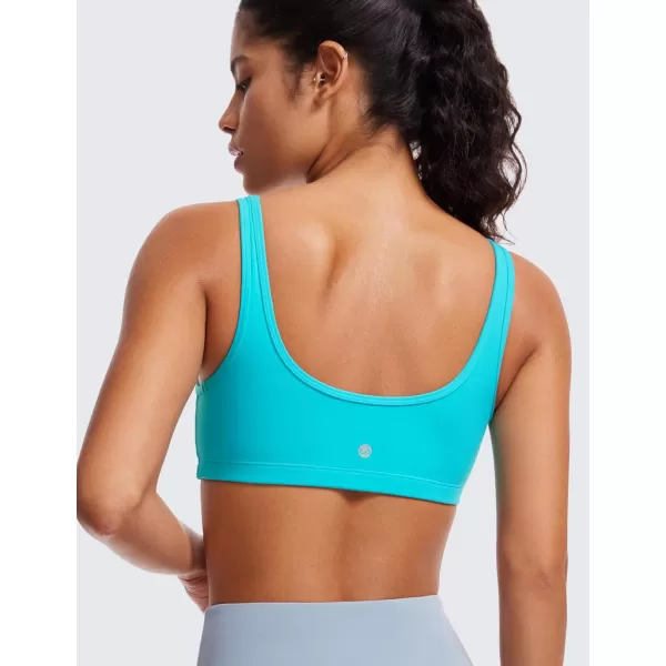 CRZ YOGA Butterluxe Mini Bra for Women  Scoop Neck Low Impact Wireless Sports Bra Yoga Cami Padded Workout BraSpectral Blue