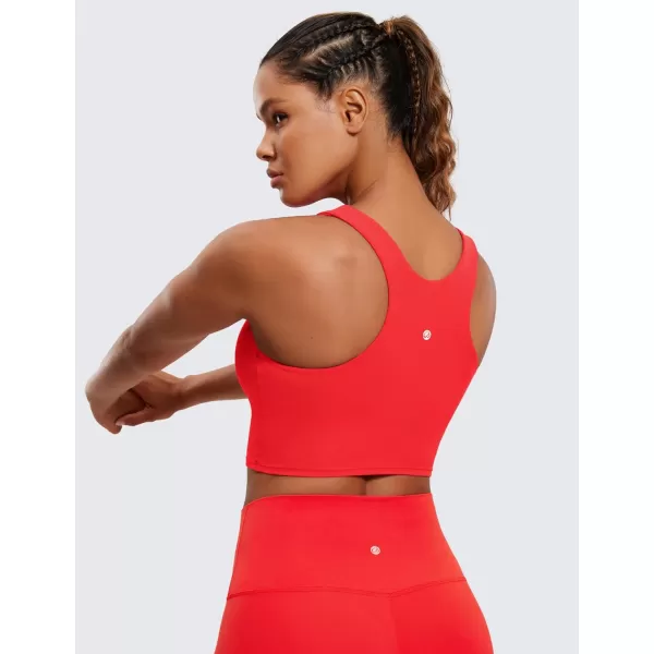 CRZ YOGA Butterluxe Racerback High Neck Longline Sports Bras for Women  Padded Workout Crop Tank Tops with Built in BraDeep Red