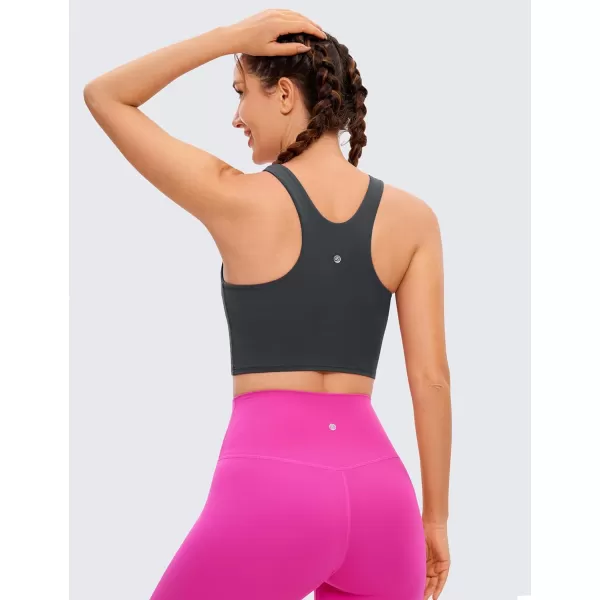 CRZ YOGA Butterluxe Racerback High Neck Longline Sports Bras for Women  Padded Workout Crop Tank Tops with Built in BraMelanite