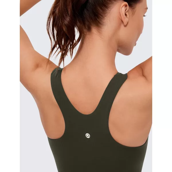 CRZ YOGA Butterluxe Racerback High Neck Longline Sports Bras for Women  Padded Workout Crop Tank Tops with Built in BraOlive Green