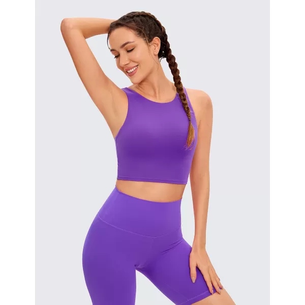 CRZ YOGA Butterluxe Racerback High Neck Longline Sports Bras for Women  Padded Workout Crop Tank Tops with Built in BraRoyal Lilac