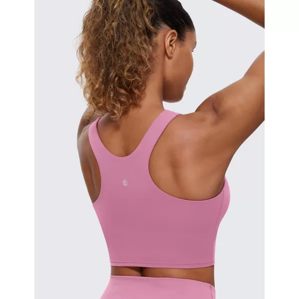 CRZ YOGA Butterluxe Racerback High Neck Longline Sports Bras for Women  Padded Workout Crop Tank Tops with Built in BraVelvet Dust