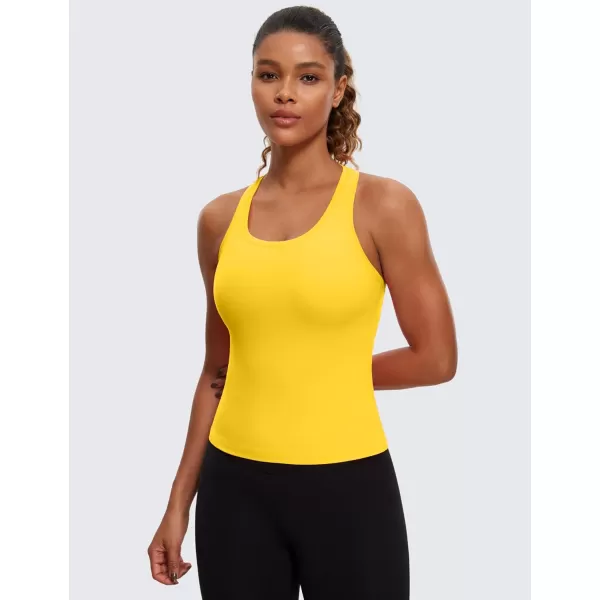 CRZ YOGA Butterluxe Racerback Workout Tank Tops for Women Sleeveless Gym Tops Athletic Yoga Shirts CamisoleHigh Visibility Yellow