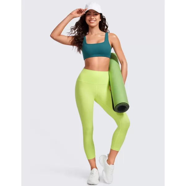 CRZ YOGA Butterluxe Ribbed Sports Bras for Women  Square Neck Wireless Padded Bra Low Coverage Yoga Crop TopGreen Jade