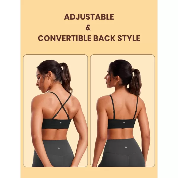 CRZ YOGA Butterluxe VNeck Sports Bras for Women  Adjustable Thin Straps Padded Yoga Bra Basic Wireless Bra CamisoleBlack