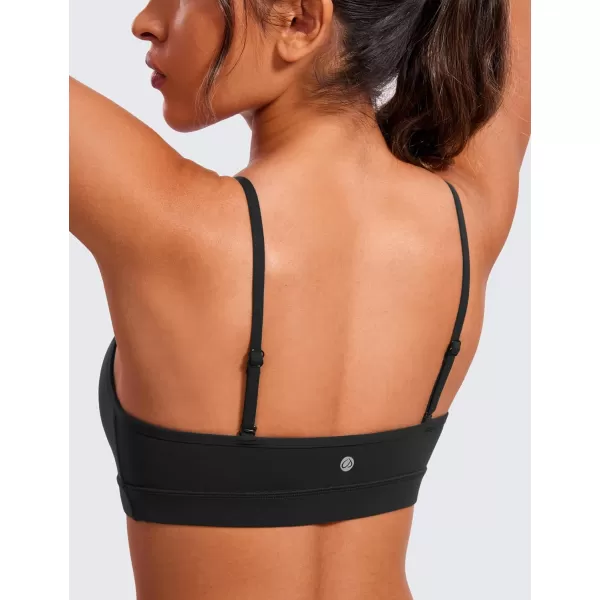 CRZ YOGA Butterluxe VNeck Sports Bras for Women  Adjustable Thin Straps Padded Yoga Bra Basic Wireless Bra CamisoleBlack