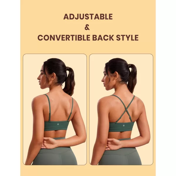 CRZ YOGA Butterluxe VNeck Sports Bras for Women  Adjustable Thin Straps Padded Yoga Bra Basic Wireless Bra CamisoleDark Forest Green