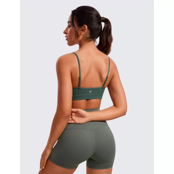 CRZ YOGA Butterluxe VNeck Sports Bras for Women  Adjustable Thin Straps Padded Yoga Bra Basic Wireless Bra CamisoleDark Forest Green