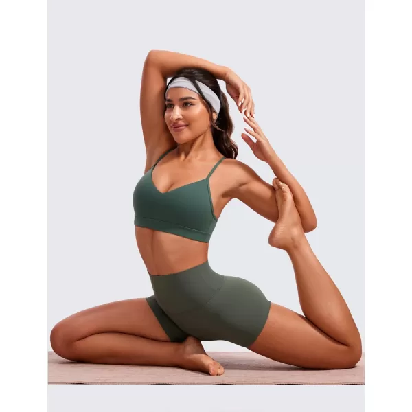 CRZ YOGA Butterluxe VNeck Sports Bras for Women  Adjustable Thin Straps Padded Yoga Bra Basic Wireless Bra CamisoleDark Forest Green