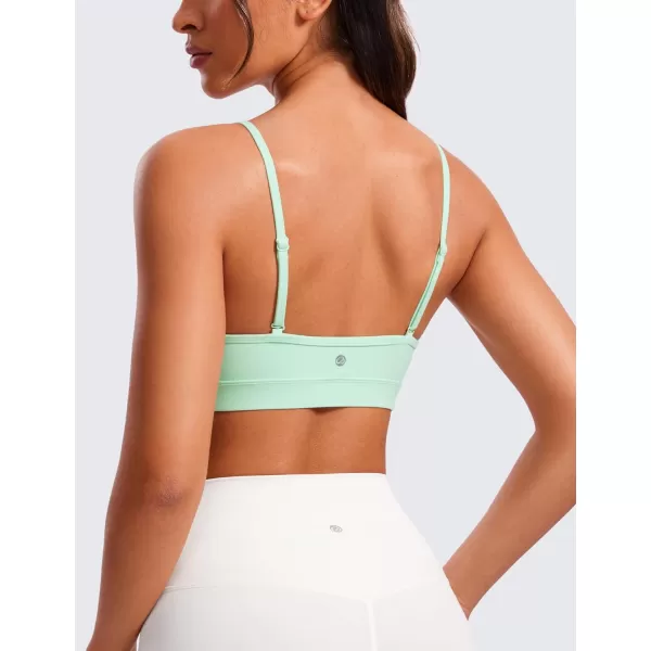 CRZ YOGA Butterluxe VNeck Sports Bras for Women  Adjustable Thin Straps Padded Yoga Bra Basic Wireless Bra CamisoleMint Moment