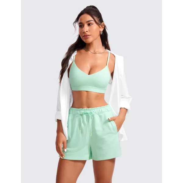 CRZ YOGA Butterluxe VNeck Sports Bras for Women  Adjustable Thin Straps Padded Yoga Bra Basic Wireless Bra CamisoleMint Moment