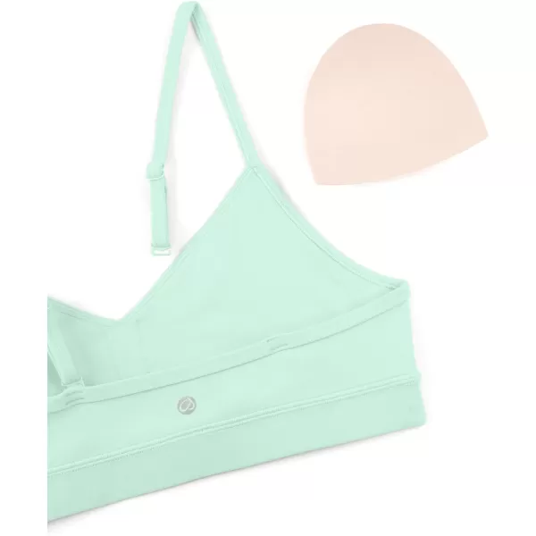 CRZ YOGA Butterluxe VNeck Sports Bras for Women  Adjustable Thin Straps Padded Yoga Bra Basic Wireless Bra CamisoleMint Moment