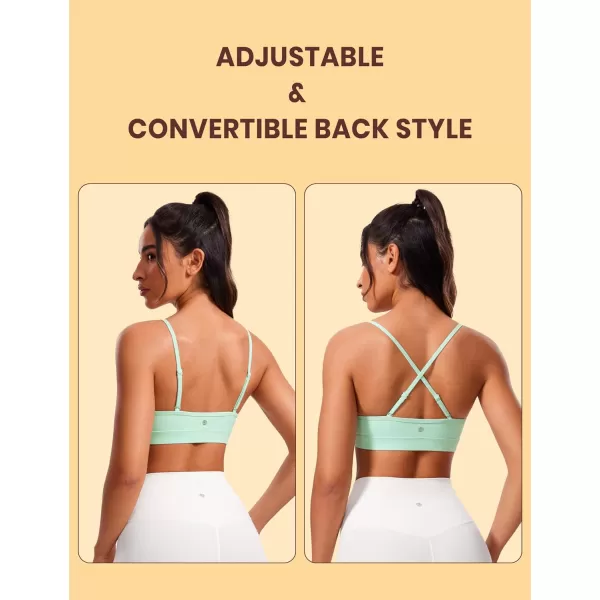 CRZ YOGA Butterluxe VNeck Sports Bras for Women  Adjustable Thin Straps Padded Yoga Bra Basic Wireless Bra CamisoleMint Moment