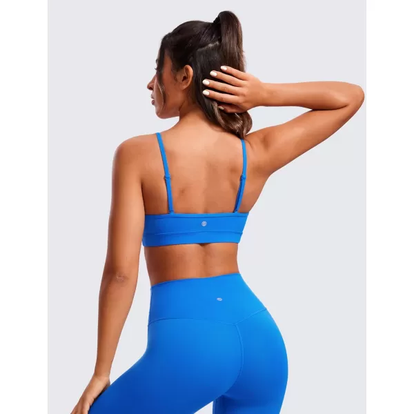 CRZ YOGA Butterluxe VNeck Sports Bras for Women  Adjustable Thin Straps Padded Yoga Bra Basic Wireless Bra CamisoleSparkle Blue