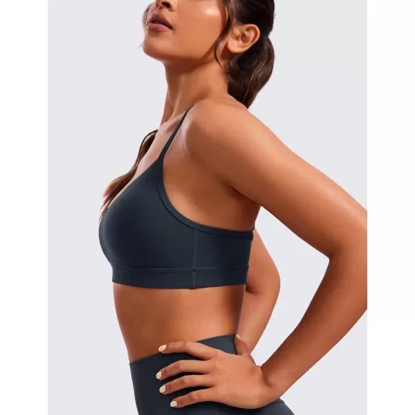 CRZ YOGA Butterluxe VNeck Sports Bras for Women  Adjustable Thin Straps Padded Yoga Bra Basic Wireless Bra CamisoleTrue Navy