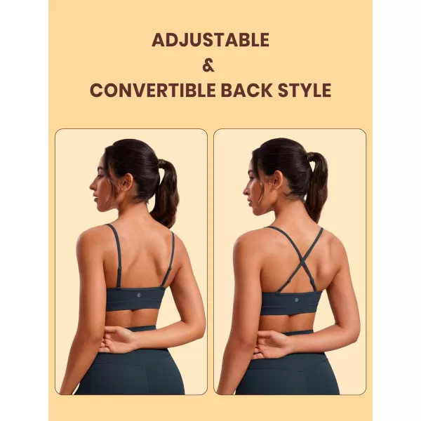 CRZ YOGA Butterluxe VNeck Sports Bras for Women  Adjustable Thin Straps Padded Yoga Bra Basic Wireless Bra CamisoleTrue Navy