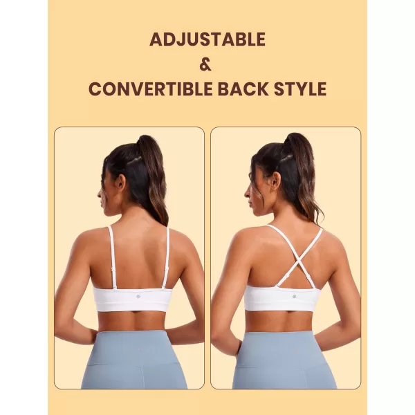 CRZ YOGA Butterluxe VNeck Sports Bras for Women  Adjustable Thin Straps Padded Yoga Bra Basic Wireless Bra CamisoleWhite