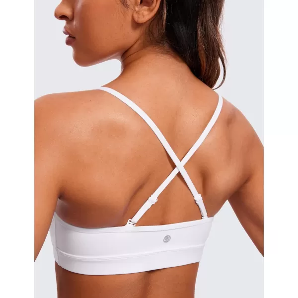 CRZ YOGA Butterluxe VNeck Sports Bras for Women  Adjustable Thin Straps Padded Yoga Bra Basic Wireless Bra CamisoleWhite