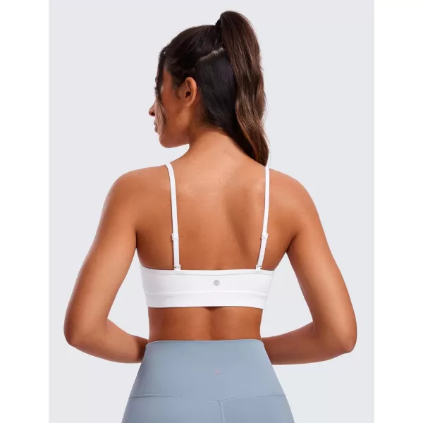 CRZ YOGA Butterluxe VNeck Sports Bras for Women  Adjustable Thin Straps Padded Yoga Bra Basic Wireless Bra CamisoleWhite