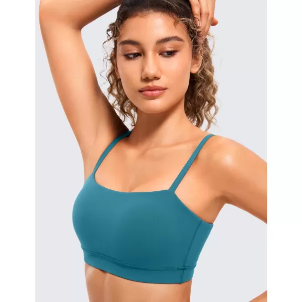 CRZ YOGA Butterluxe Womens Adjustable Spaghetti Thin Strap Sports Bra  Padded Wireless Square Neck Workout Yoga BraBorealis Green