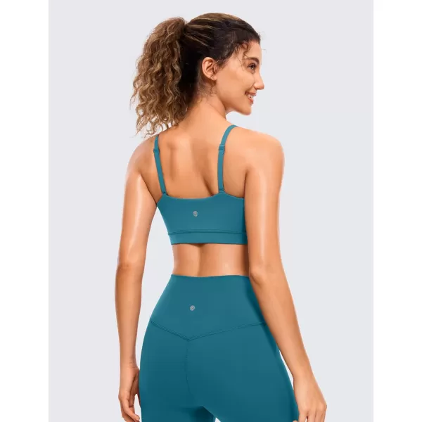 CRZ YOGA Butterluxe Womens Adjustable Spaghetti Thin Strap Sports Bra  Padded Wireless Square Neck Workout Yoga BraBorealis Green