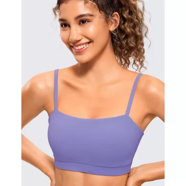 CRZ YOGA Butterluxe Womens Adjustable Spaghetti Thin Strap Sports Bra  Padded Wireless Square Neck Workout Yoga BraDark Lavender Purple