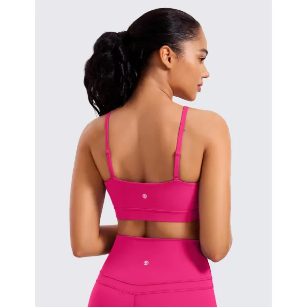 CRZ YOGA Butterluxe Womens Adjustable Spaghetti Thin Strap Sports Bra  Padded Wireless Square Neck Workout Yoga BraGranita Pink